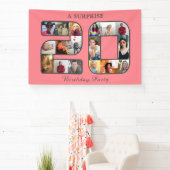 20歳の誕生日パーティー写真コラージュ赤面ピンク 横断幕 (インサイチュ)