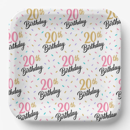 20歳の誕生日パーティー用紙皿 ペーパープレート (正面)