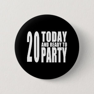 20歳の誕生日パーティー：20 Todayとパーティー 缶バッジ