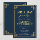 20歳の誕生日招待状誕生日パーティー少年の海軍 招待状 (正面/裏面)