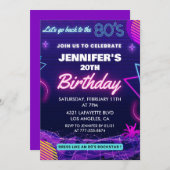 20歳の誕生日招待状80年代のパーティー 招待状 (正面/裏面)