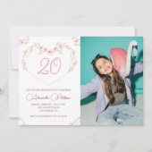 20歳の誕生日招待状 ボホ フラワーフォト 招待状 (正面)
