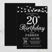 20歳の誕生日招待状 モノクロ 招待状 (正面/裏面)