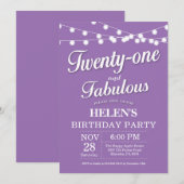 20歳の誕生日招待状 紫 かわいい 招待状 (正面/裏面)