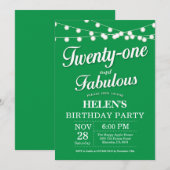 20歳の誕生日招待状 緑 ファビュラス 招待状 (正面/裏面)