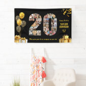 20歳の誕生日 ナンバー20 フォトコラージュ ブラック ゴールド 横断幕 (インサイチュ)