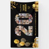 20歳の誕生日 ナンバー20 フォトコラージュ ブラック ゴールド 横断幕 (縦)