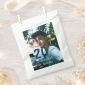 20歳の誕生日 名前 フォト 日付 男 青 白 s フェイバーバッグ (クリップ留めされた状態)