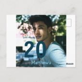 20歳の誕生日 名前 フォト 日付 男 青 白 S ポストカード (裏面)