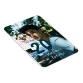 20歳の誕生日 名前 フォト 日付 男 青 白 S マグネット (右側)