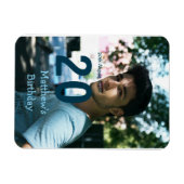 20歳の誕生日 名前 フォト 日付 男 青 白 S マグネット (横)