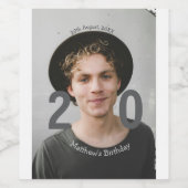 20歳の誕生日 名前 フォト 日付 男 青 白 S ワインラベル (シングルラベル)