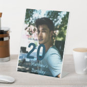 20歳の誕生日 名前 写真 日付 男性 青 白 台座サイン (インサイチュ)