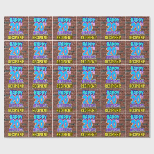 20歳の誕生日:楽しくて都会的なグラフィティにインスパイアされたルック ラッピングペーパー (フラット)