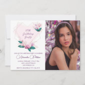 20歳エレガントの誕生日招待状フローラ写真 招待状 (正面)