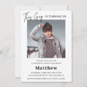 20歳エレガントの誕生日招待状メンズ写真 招待状 (正面)