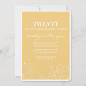 20歳モダンの誕生日招待状フローラ黄 招待状 (正面)