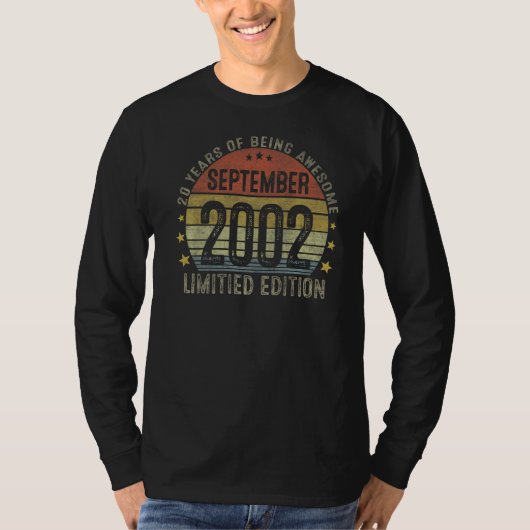 20歳ヴィンテージ2002年9月誕生日 Tシャツ (正面)