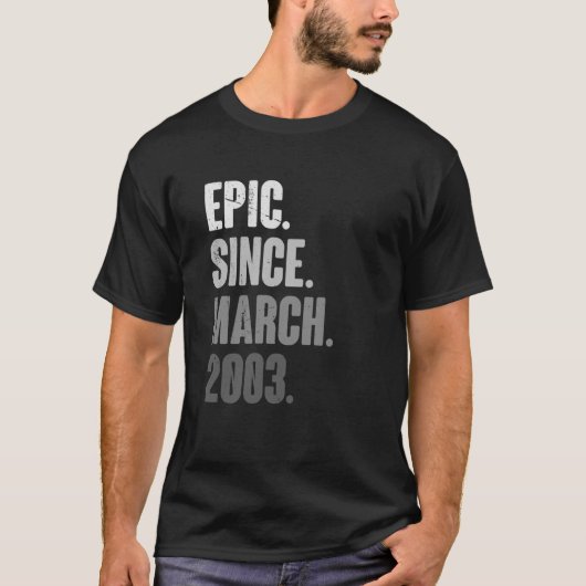 20歳ヴィンテージ2003年3月誕生日20th Deco Tシャツ (正面)