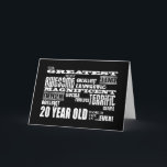 20歳素晴らし誕生日パーティー カード<br><div class="desc">「世界素晴らしで最も優れた素晴ら素晴らししい素晴らすごいしい素晴らしい素晴らしい素晴らしい20歳….ever!'は2クール歳のおもしろいを愛する贈り物であるモダン：常にファッショナブルな黒とクラシック白の組み合わせで目を引くフォントやフォントのより多くの回転のアタートブラストで提示さスタイリッシュれ。このお尻、オリジナルデザイナーギフトはカスタマイズ可能である：デザインに自分の文字、メッセージ、写真ユニーク、画像を追加する製品は、スタイルの自分の感覚を表示する優れたファッション文の一つ、または世界で最も高くパーソナライズされた20歳のギフトには最高の10歳まで与え。このような幅広い選択の製品とカスタマイズのオプションを使用して、あなたは20歳を愛するクール、お尻とトレンディー、おもしろいのクールな最も完璧な贈り物を見つけることがモダン確実である。</div>