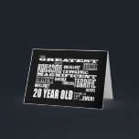 20歳素晴らし誕生日パーティー カード<br><div class="desc">「世界素晴らしで最も優れた素晴ら素晴らししい素晴らすごいしい素晴らしい素晴らしい素晴らしい20歳….ever!'は2クール歳のおもしろいを愛する贈り物であるモダン：常にファッショナブルな黒とクラシック白の組み合わせで目を引くフォントやフォントのより多くの回転のアタートブラストで提示さスタイリッシュれ。このお尻、オリジナルデザイナーギフトはカスタマイズ可能である：デザインに自分の文字、メッセージ、写真ユニーク、画像を追加する製品は、スタイルの自分の感覚を表示する優れたファッション文の一つ、または世界で最も高くパーソナライズされた20歳のギフトには最高の10歳まで与え。このような幅広い選択の製品とカスタマイズのオプションを使用して、あなたは20歳を愛するクール、お尻とトレンディー、おもしろいのクールな最も完璧な贈り物を見つけることがモダン確実である。</div>