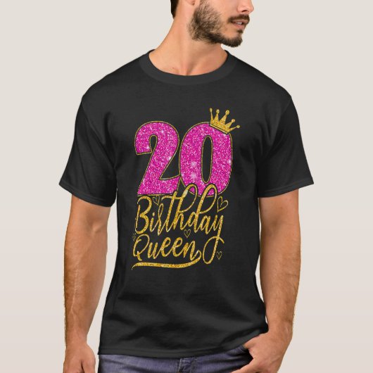 20歳20誕生日クイーンダイヤモンドクラウンピン Tシャツ (正面)