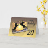 20歳、飼育馬付き誕生日カード カード (黄色い花)