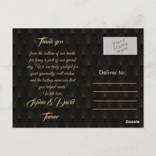 20王室のs金ゴールドアールデコ結婚の再生 ポストカード (裏面)