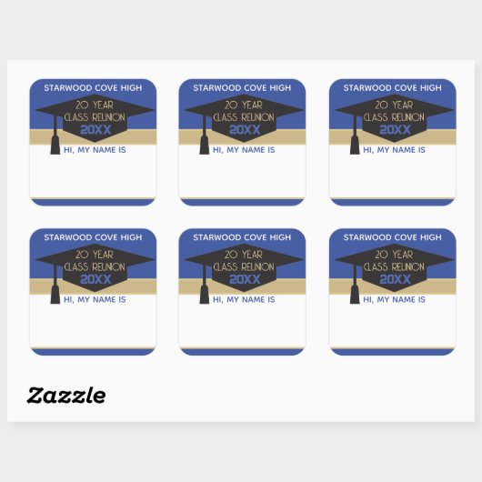 20番懇親会!クラスカスタム懇親会名タグ スクエアシール (シート)