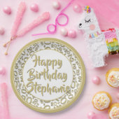 20番目のパーティー乱数パターン金ゴールド/白 ペーパープレート (パーティー)