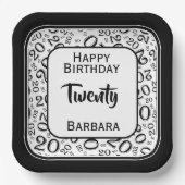 20番目のパーティー乱数パターン黒/白 ペーパープレート (正面)