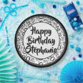 20番目のパーティー乱数パターン黒/白 ペーパープレート (パーティー)