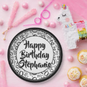 20番目のパーティー乱数パターン黒/白 ペーパープレート (パーティー)