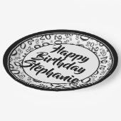 20番目のパーティー乱数パターン黒/白 ペーパープレート (アングル)