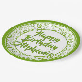 20番目のパーティー乱数パターン（緑/白） ペーパープレート (アングル)