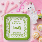 20番目のパーティー乱数パターン（緑/白） ペーパープレート (パーティー)