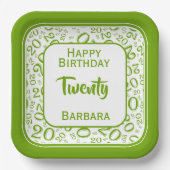 20番目のパーティー乱数パターン（緑/白） ペーパープレート (正面)