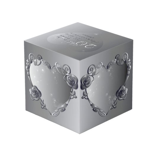 20番目のプラチナバラハートフレーム4枚 フォトキューブ (裏面アングル)