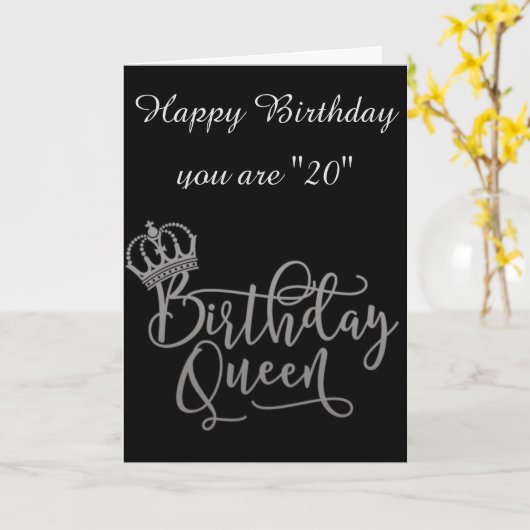 20番目の祝誕生日QUEEN CARDまでの時間 カード (黄色い花)