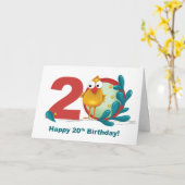 20番目の誕生日おもしろいとバードアンドブランチ カード (黄色い花)