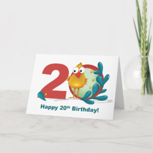 20番目の誕生日おもしろいとバードアンドブランチ カード