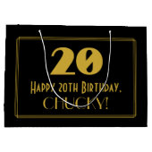 20番目の誕生日:インスパイアアールデコの「20」の外観と名前 ラージペーパーバッグ (裏面)