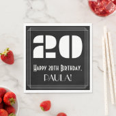 20番目の誕生日:インスパイアアールデコ検索"20" +名前 スタンダードランチョンナプキン (インサイチュ)