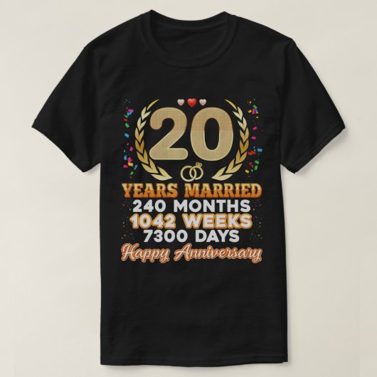 20結婚した年ハッピン結婚グ20周年 Tシャツ (デザイン正面)