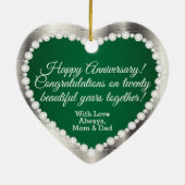 20結婚周年 |エメラルドとシルバー セラミックオーナメント (裏面)