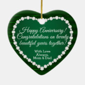 20結婚周年 |エメラルドとシルバー セラミックオーナメント (裏面)