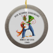 20結婚年ペ結婚したンギン・シルバー セラミックオーナメント (裏面)