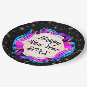 20絵を描xx 9年の新年を迎えるナイトスカイのリボン ペーパープレート (アングル)