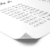 20表スクリプト白黒の座席表 ポスター (角)