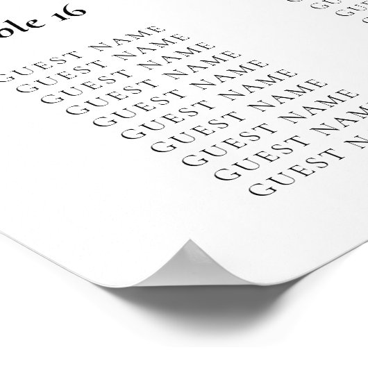 20表スクリプト白黒の座席表 ポスター (角)